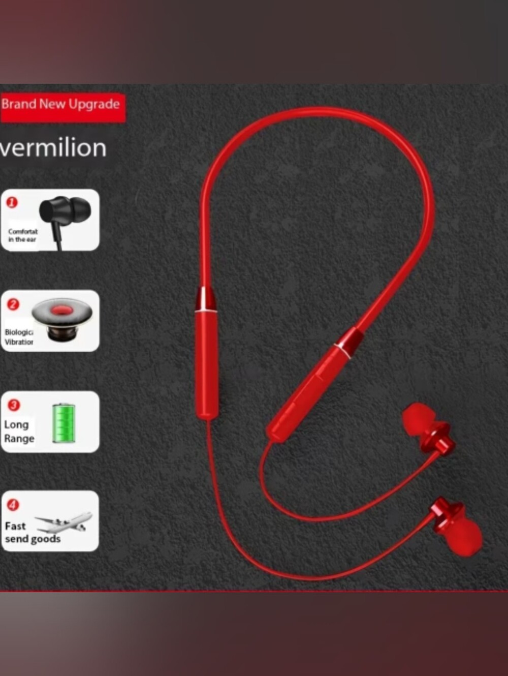 Red Wireless Neckband Sport Earbuds – Gym & Workout Headphones